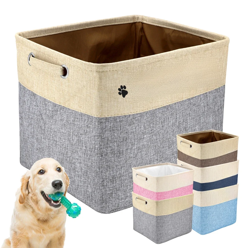 Panier de rangement personnalisé pour jouets de chien, sac en toile pliable personnalisé pour jouets pour animaux de compagnie, boîte de rangement pour vêtements, accessoires pour chiens, fournitures