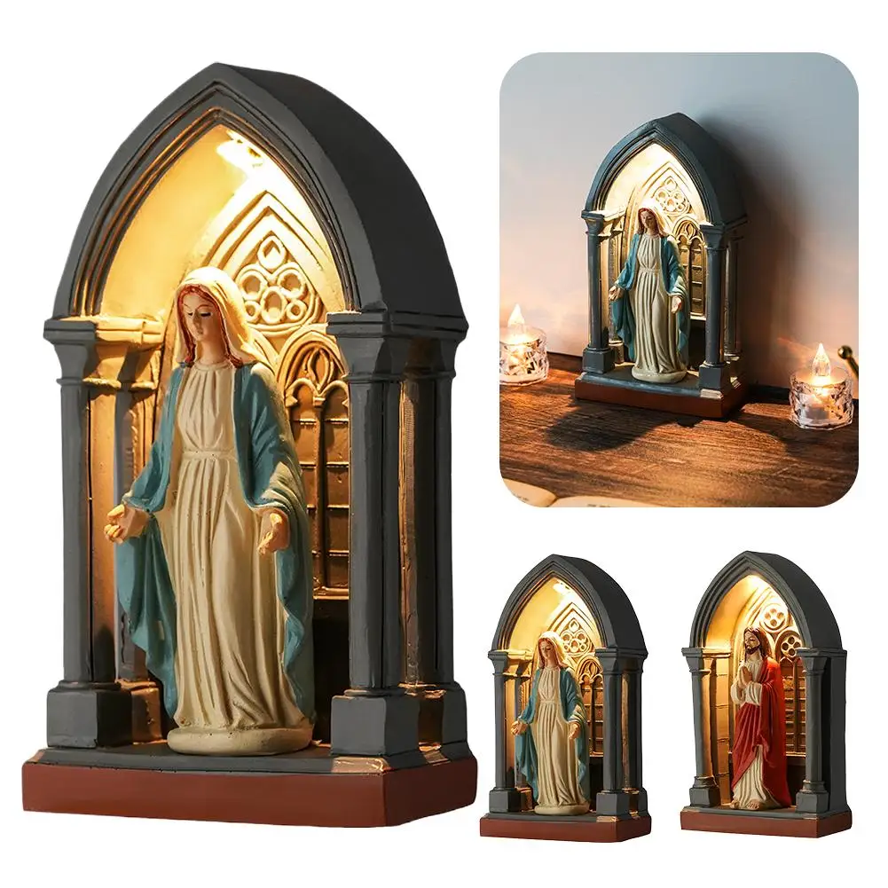 مريم العذراء الراتنج زخرفة الصمام ضوء ماري الكاثوليكية مريم آخر الأم مريم تمثال الفن مريم الديكور