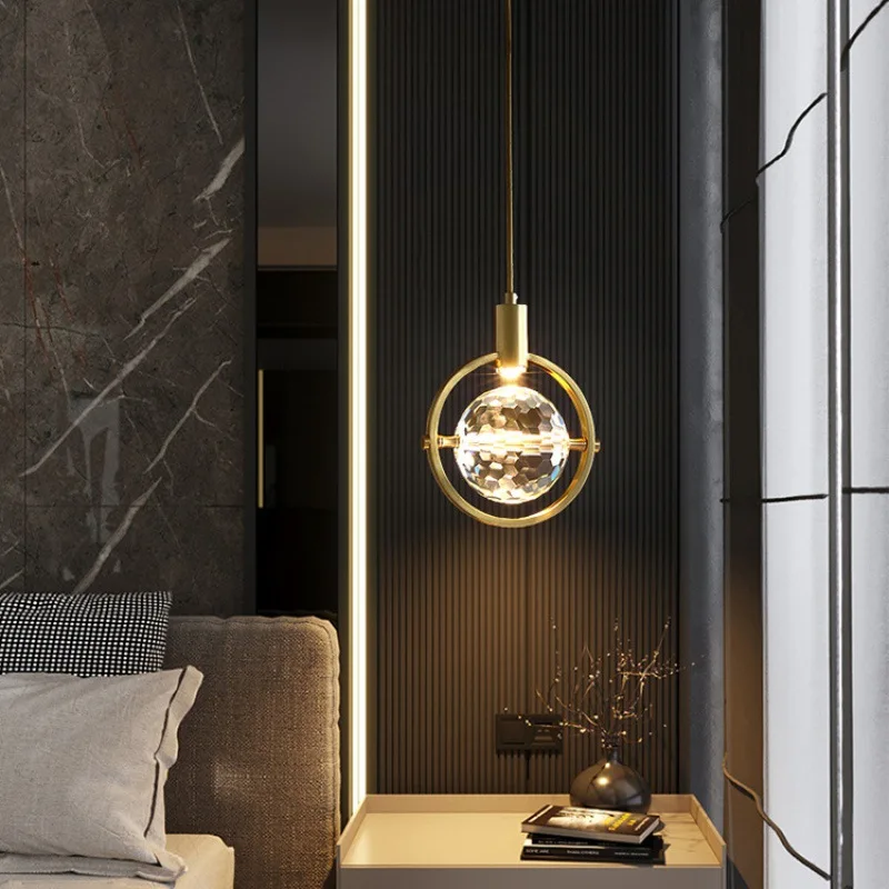 Nowoczesna lampa wisząca luksusowe Nordic kryty K9 kryształowe Led sufitowe lampa żyrandol kreatywny przy łóżku sztuki żelaza Bar dekoracji wnętrz