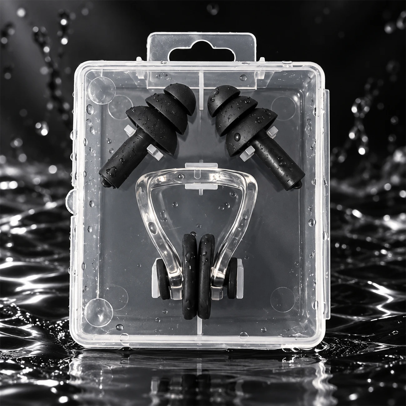 Swimming Ear Plugs Nose Clip Set Waterproof Silicone Earplugs with Storage Case for Adults Kids Swim Pool Accessories