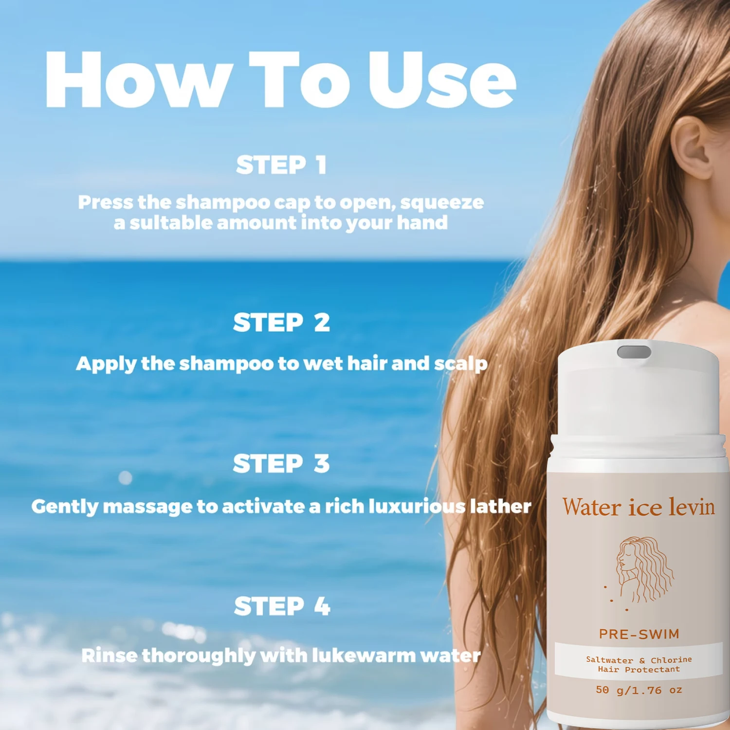 Water Ice Levin Pre-Swim Hair Protectant 50g Block Saltwater Chlorine Nourish Hair Make Hair Smooth & Supple For Swimmers