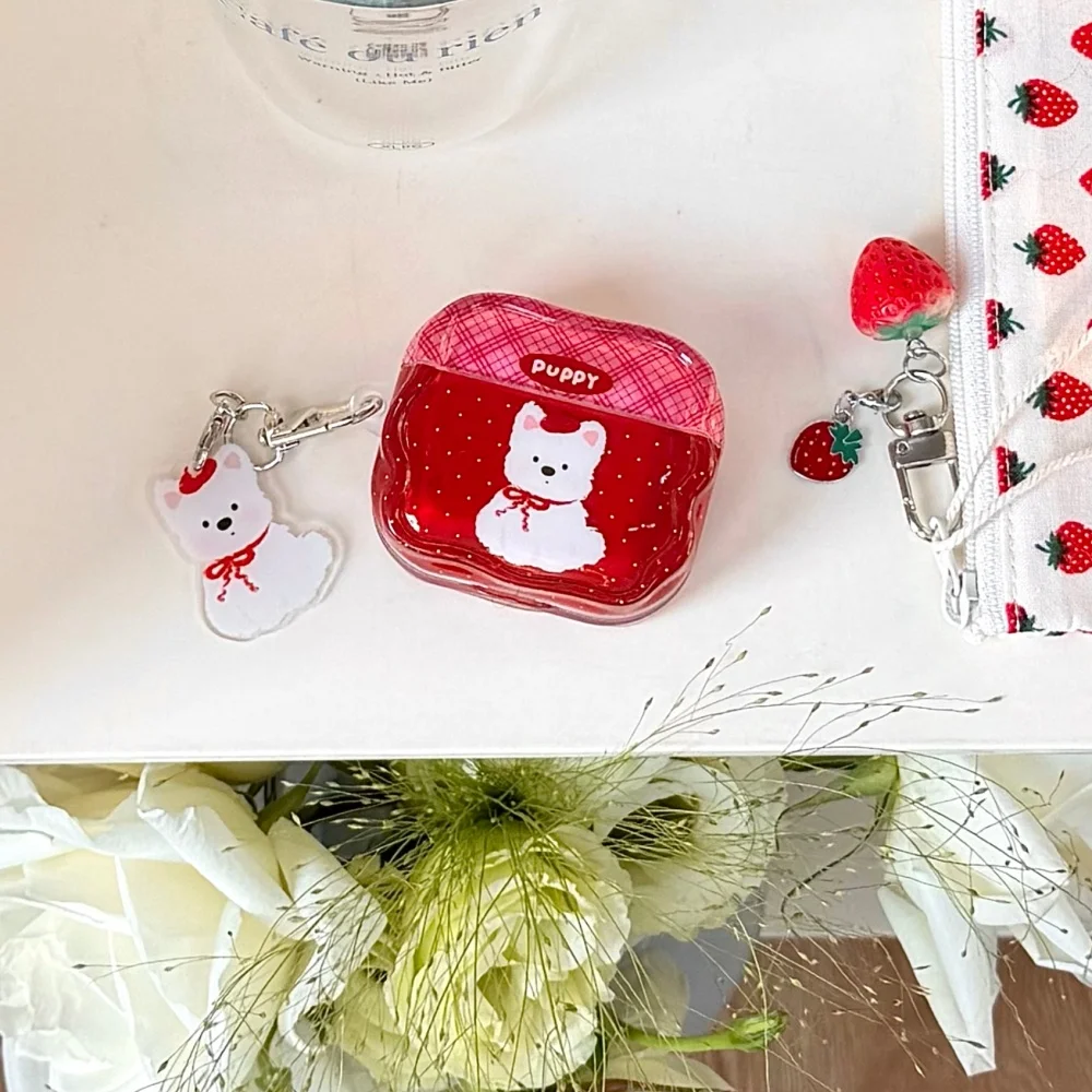 

Cute cartoon polka dot plaid puppy headphone protective case for AirPods 4 3 2 pro 2 3 Korean INS fashion new shockproof cover