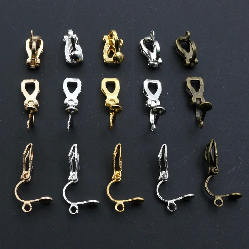 Clip d'oreille plaqué 6 couleurs, 12x5mm, 50 pièces, haute qualité, boucles d'oreilles faites à la main, résultats, pièces de bijoux, vente en gros