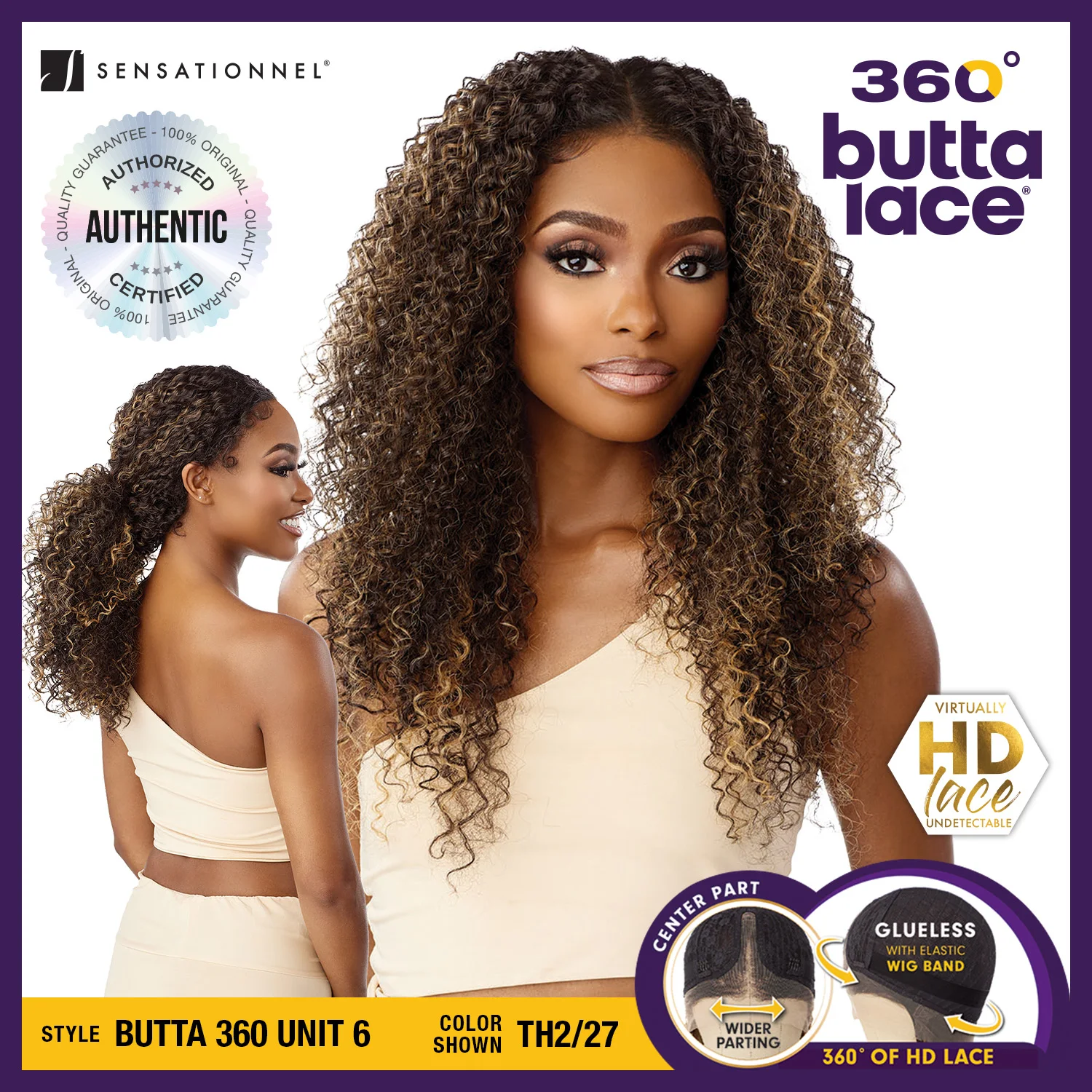 Sensationnel Glueless Butta 360 HD Lace Front Wig Unit 6 - Tight Curly Style, Ultra-Smooth, Natural Look