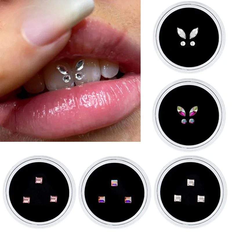3/4 sztuk/pudło Dental Tooth klejnoty akrylowe zęby uroda diamentowe ozdoby kryształowy diament ozdoba biżuteria zębów — zdjęcie 2