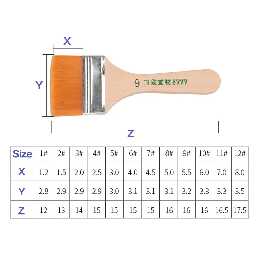 12 pz/set Set di pennelli in Nylon Memory per disegno a olio acrilico acquerello pennello per pittura in legno strumenti forniture artistiche