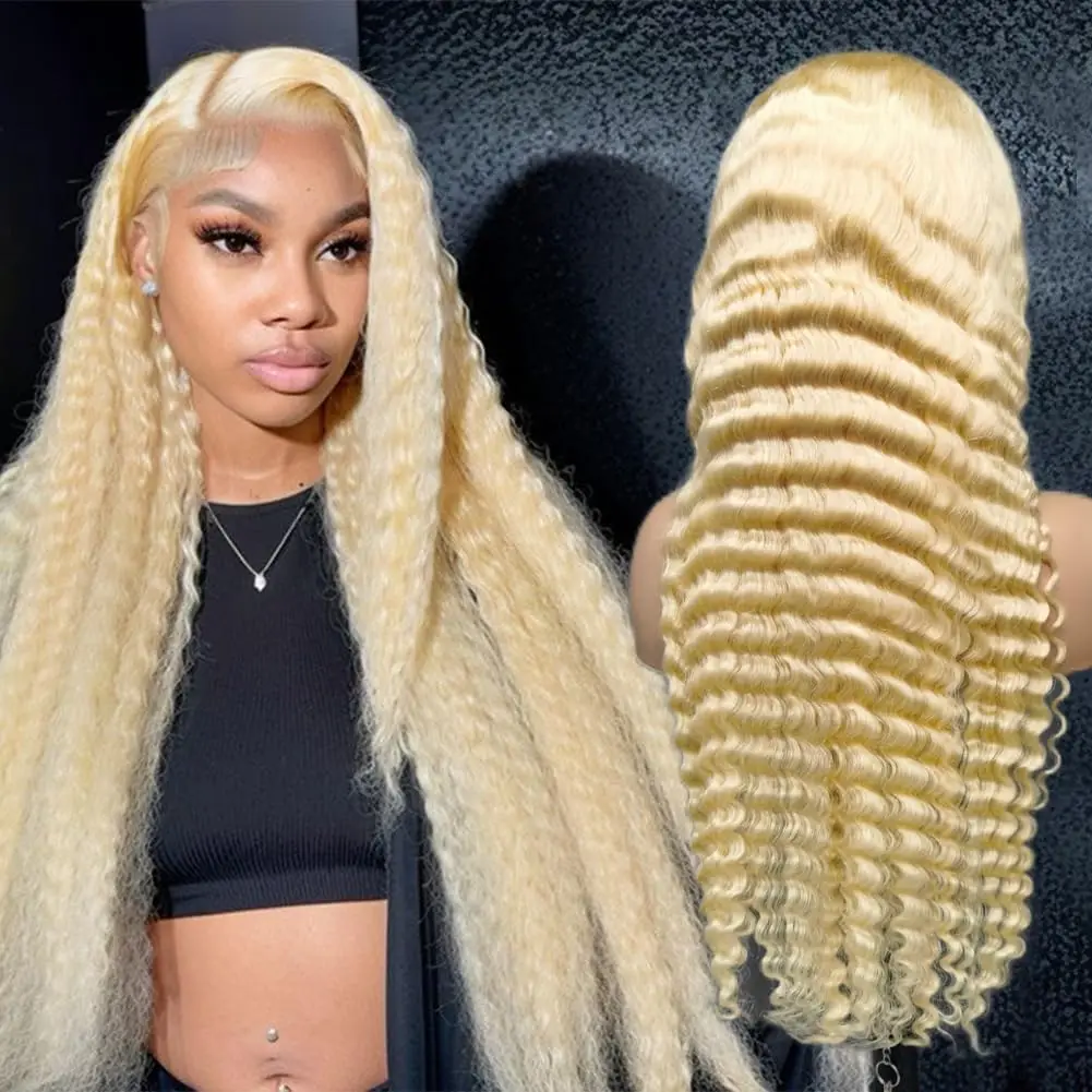 613 Honey Blonde 13x6 Deep Wave Lace Front Human Hair Wigs 613 13x4 Lace Frontal Wig Glueless Wigs Brazilian Human Hair 100%