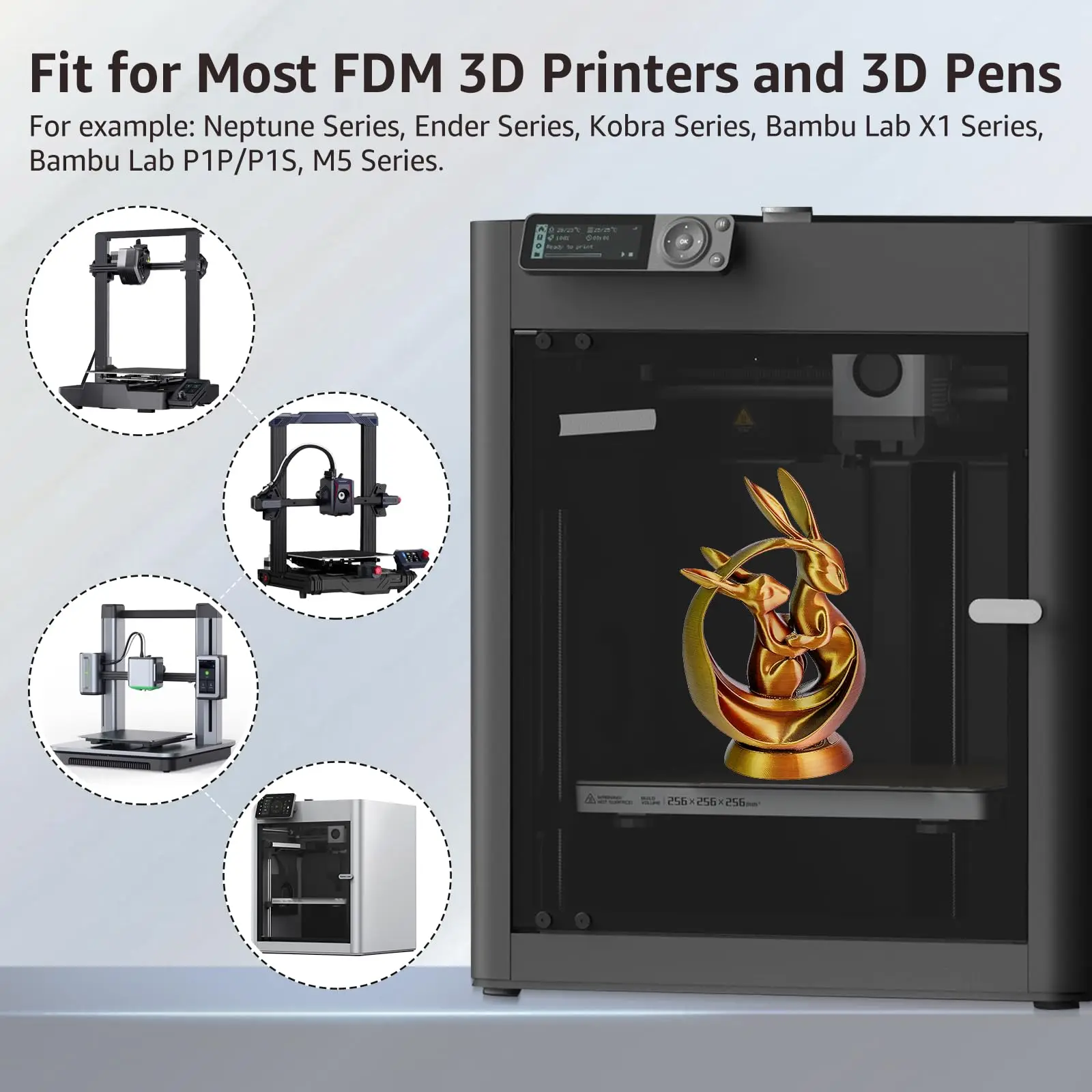 Filamento de impresora 3D PLA+ tricolor de seda, 1,75 mm, sin enredos, filamento bien enrollado, peso neto, carrete de 250 g, PLA Pro Plus, dorado y plateado