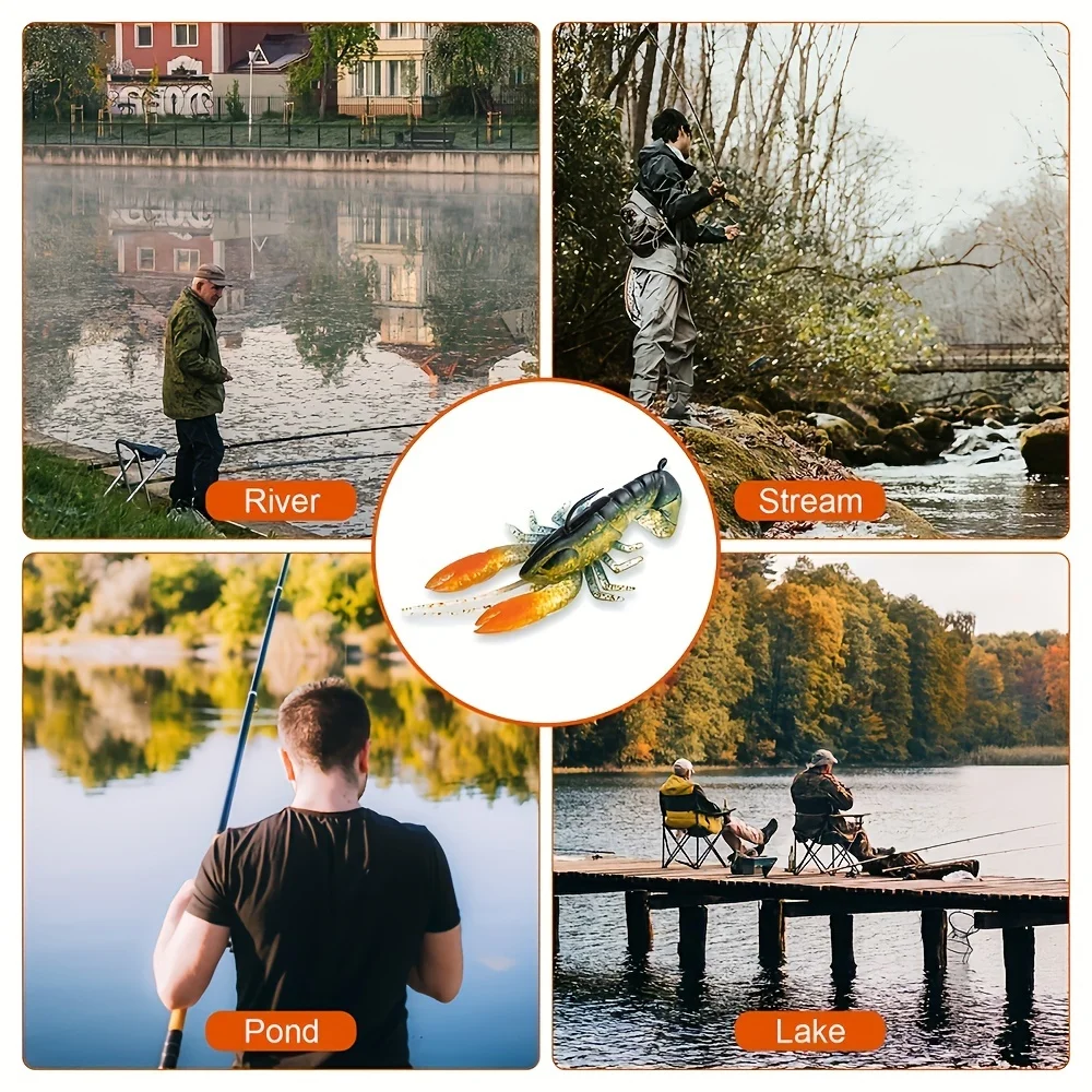 5 قطع من طُعم جراد البحر الإلكتروني، طُعم ناعم مع خطاف، أدوات صيد الأسماك