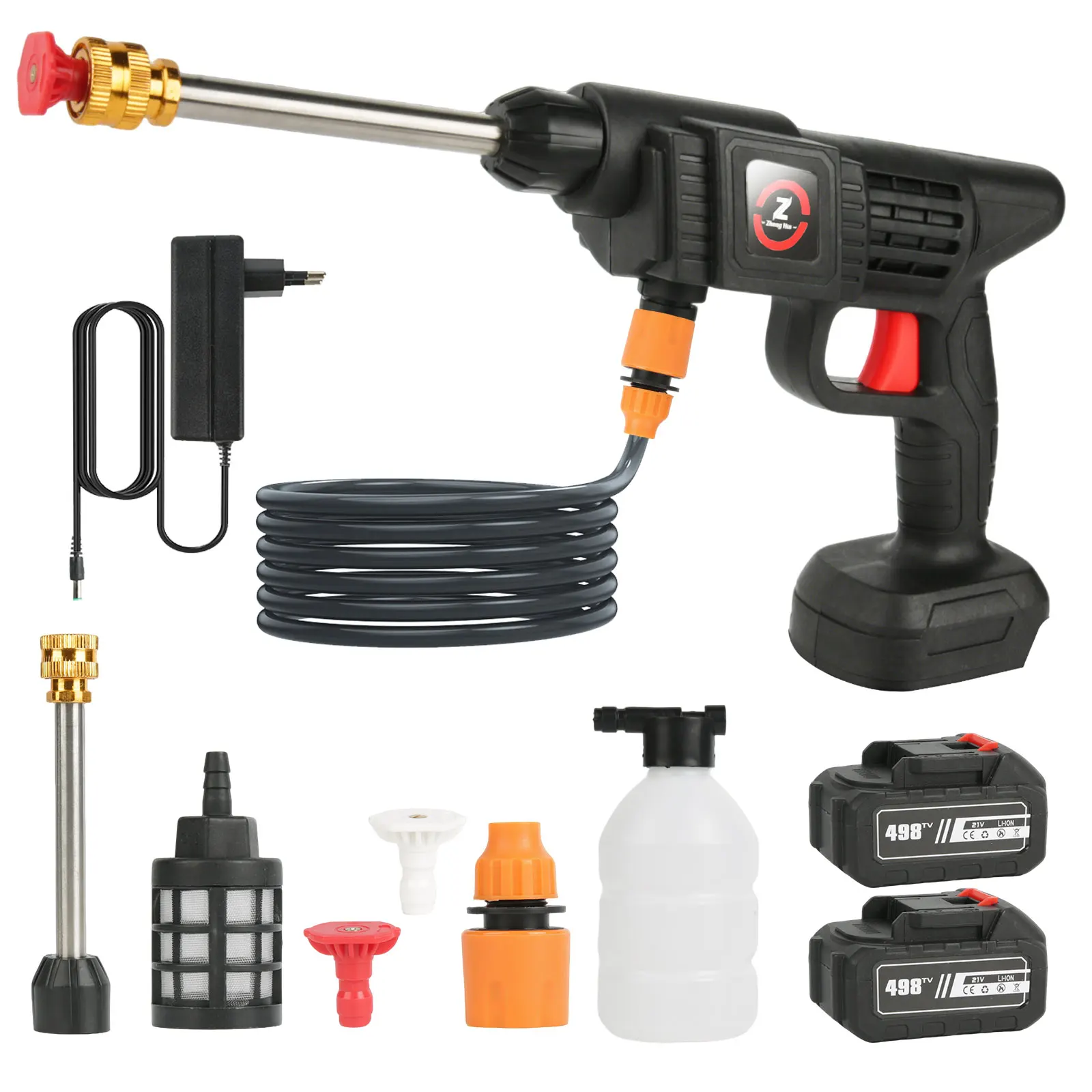Hochdruck-Wasserpistole mit Multifunktionsdüse, Leistungsstarker Motor, Selbstansaugend, 200W, für Autowäsche, Bewässerung, Tierpflege