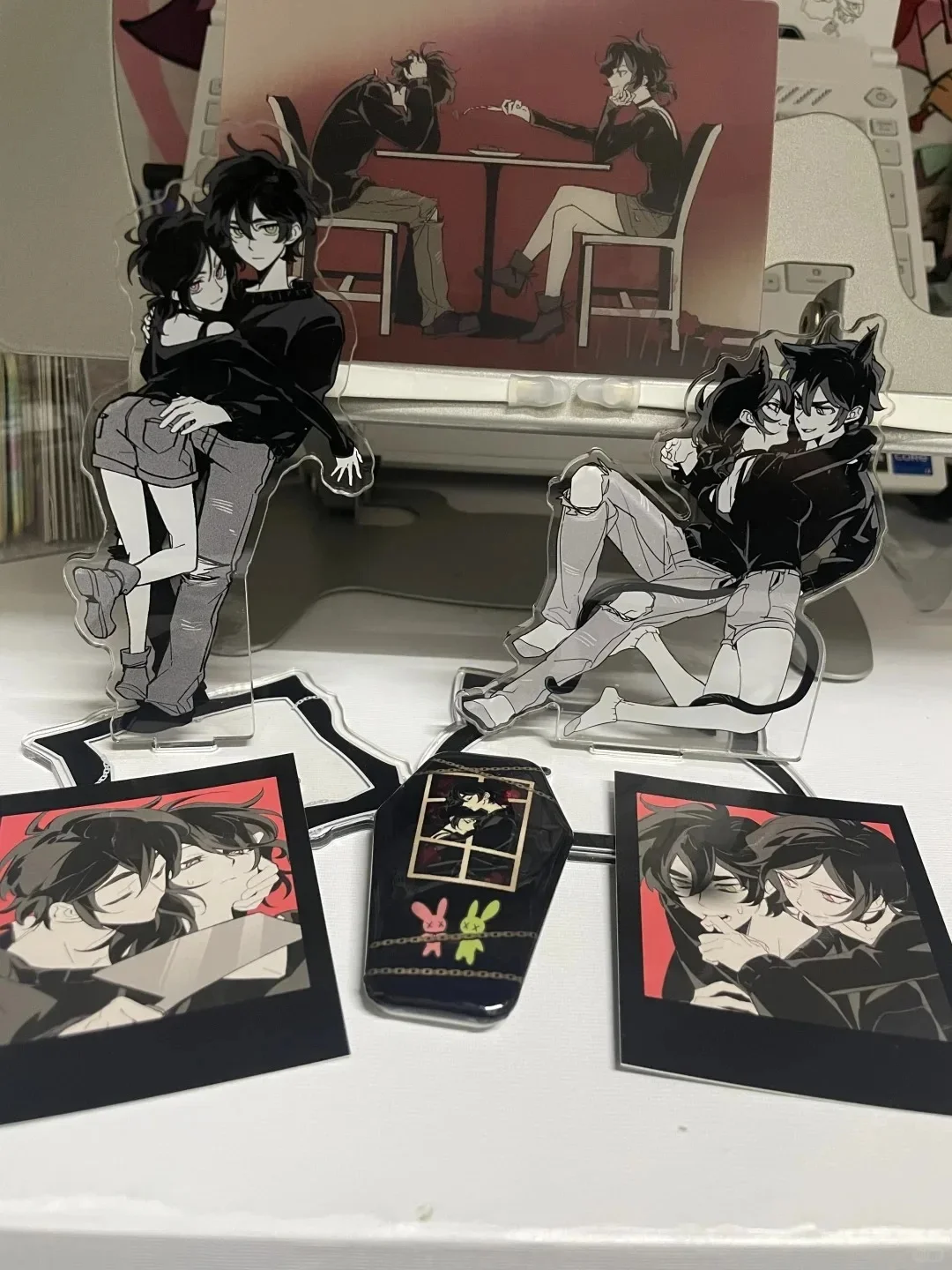 Support en acrylique le cercueil d'Andy et leyley, présentoir de figurines Kawaii noir et blanc, Collection de marchandises de jeu, accessoires de décoration de bureau