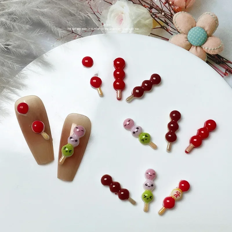 Breloques 3D chinoises en résine pour nail art, design bonbon exquis, décorations en biscuits pour ongles, accessoires de dessin animé, pièces de bricolage, 10 pièces