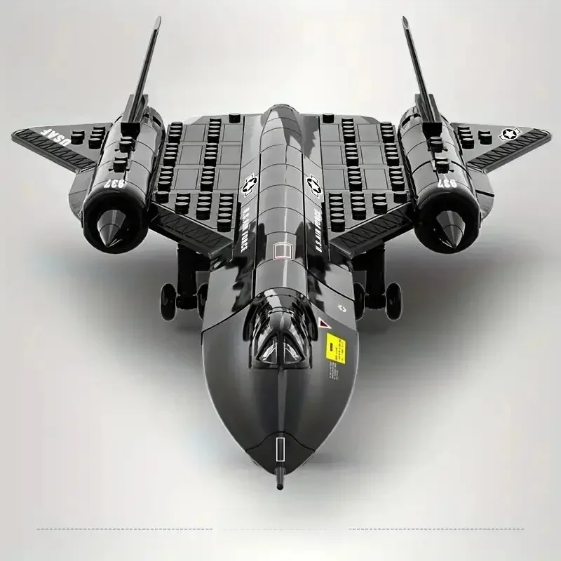 Militaire Technische USA SR71 Blackbird Stealth Supersonische Verkenningsvliegtuigen Bouwstenen Vechter Model Baksteen Kid Jongen Speelgoed - afbeelding 2