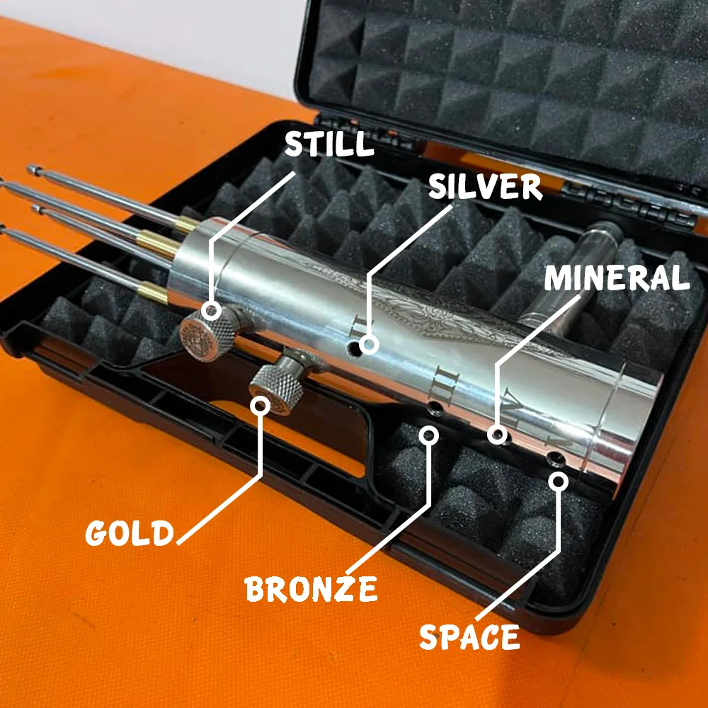 Explore for gold using the Chrome Handmade Field Scanner Model 15, a detector for silver, bronze, gemstones, and cavities