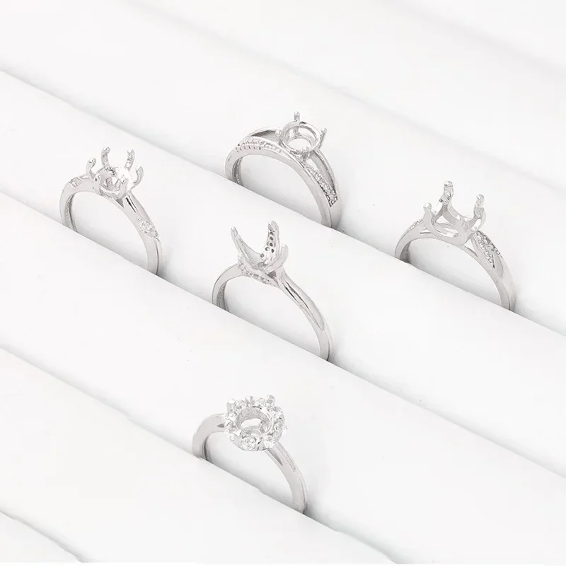 2 sztuk miedzi Pave CZ Moissanite pierścień ustawienie Semi Mount bazy zaręczynowy regulowany pierścień dla Diy tworzenia biżuterii 6.5x6.5mm — zdjęcie 2