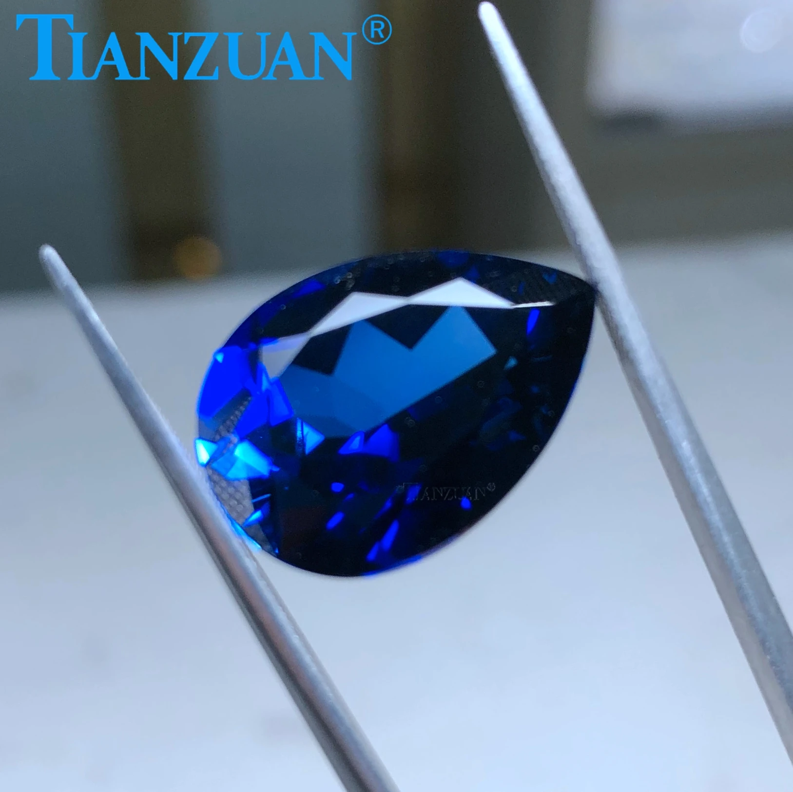 3x4mm-15x20mm Synthetic Sapphire Pear Shape Natural Cut Artificial Corundum Clear Loose Stone for Jewelry Making DIY Material