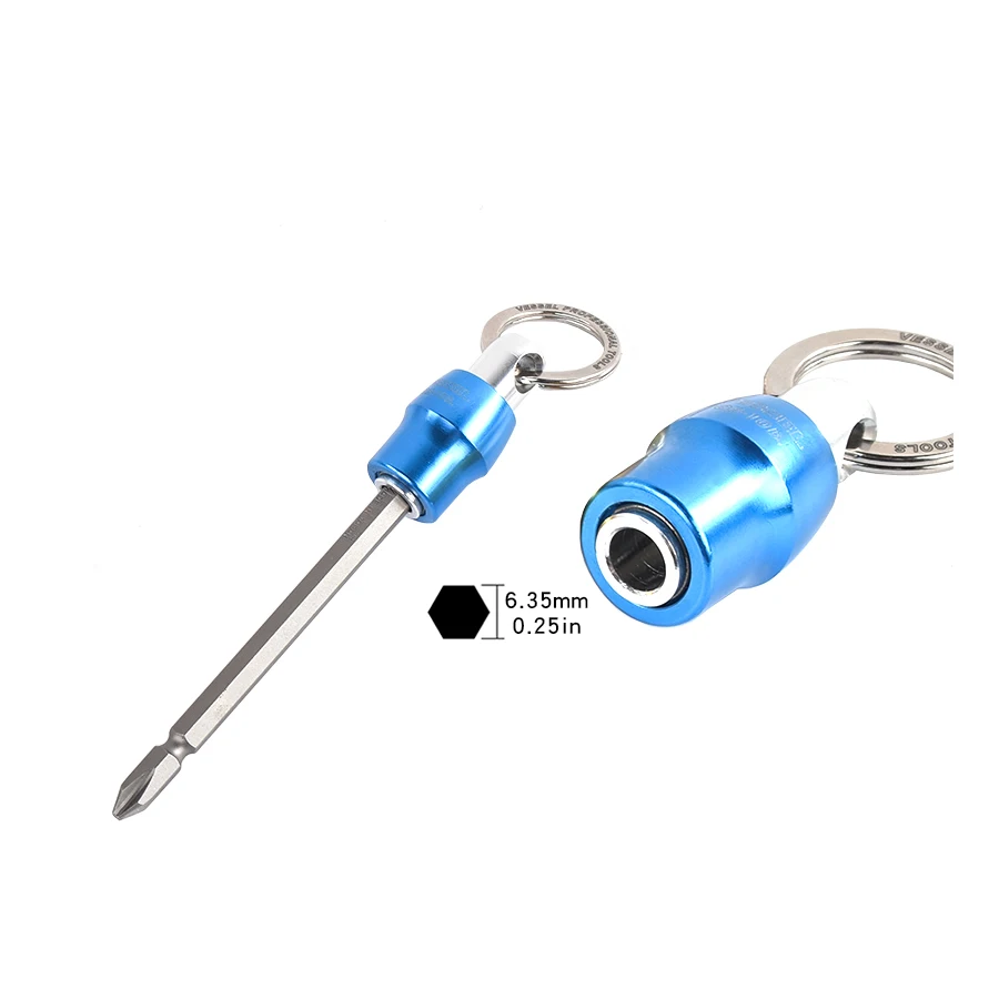 VESSEL QB-10B Quick Catcher Keychain with Flat Ring 1/4 Inch Hex Shank Screwdriver Bits Screw Adapter