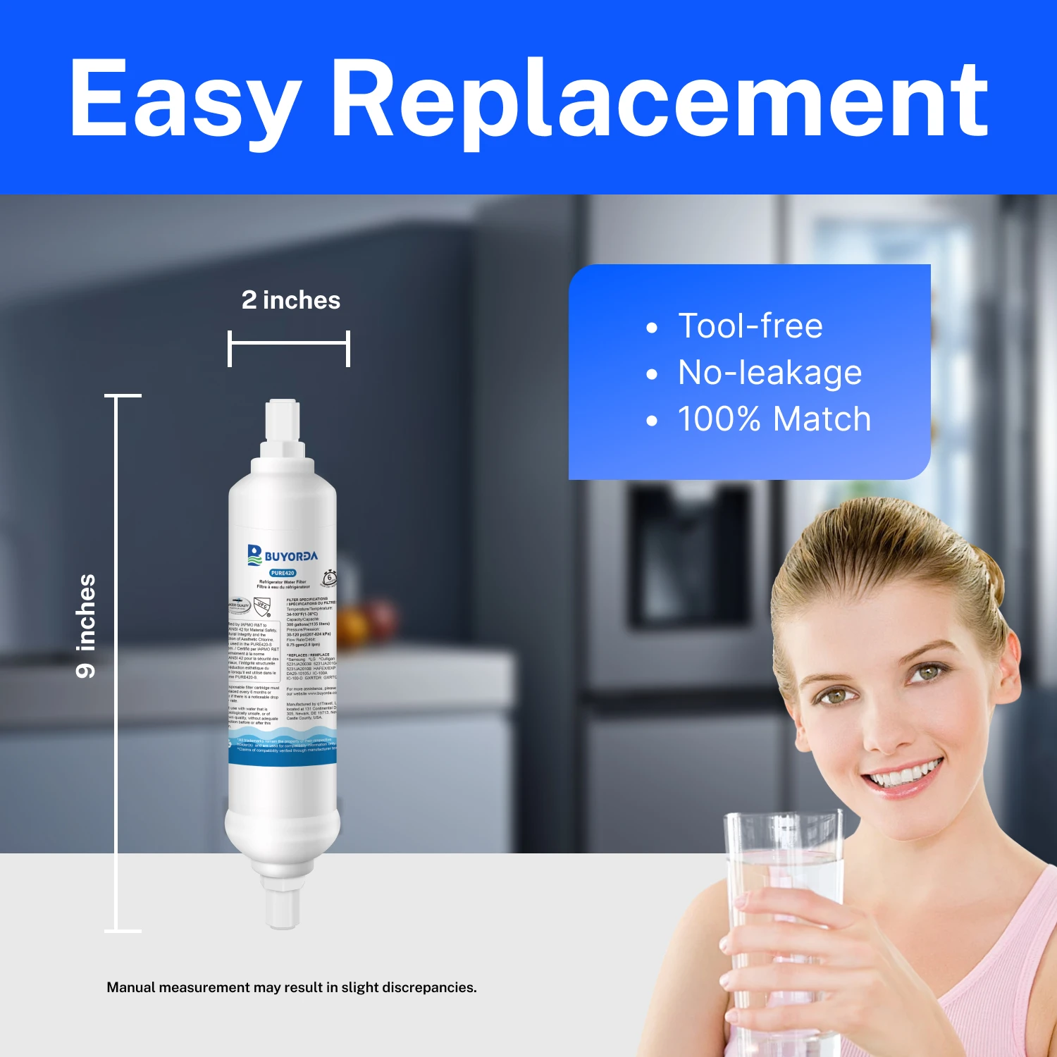 Inline Carbon Water Filter Fits for LG 5231JA2003B for Samsung HAFEX-EXP for Culligan IC-100A for GE GXRTQ Twist Lock Quick Swap