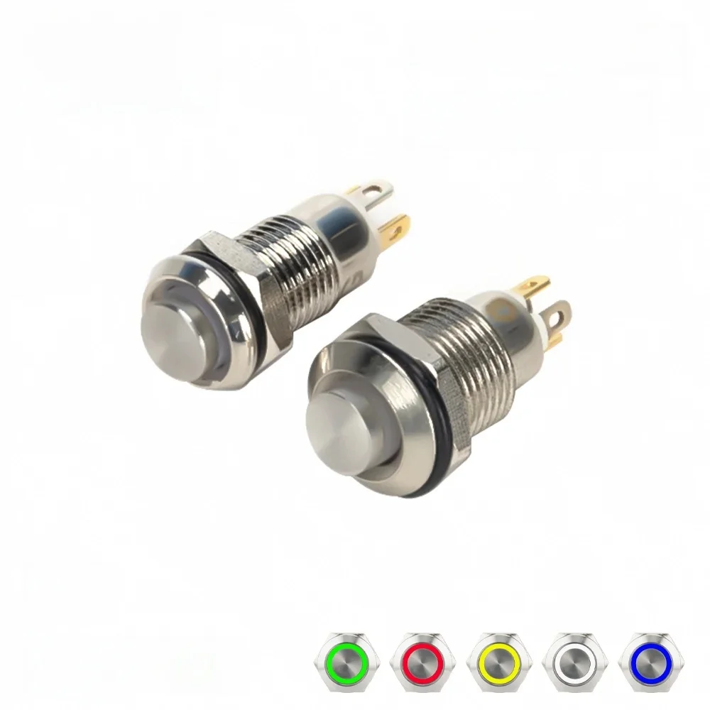 8mm 10mm wodoodporny chwilowy przełącznik przycisk zatrzaskowy LED High Head Starter Engine 1NO dzwonek chwilowy przełącznik — zdjęcie 2