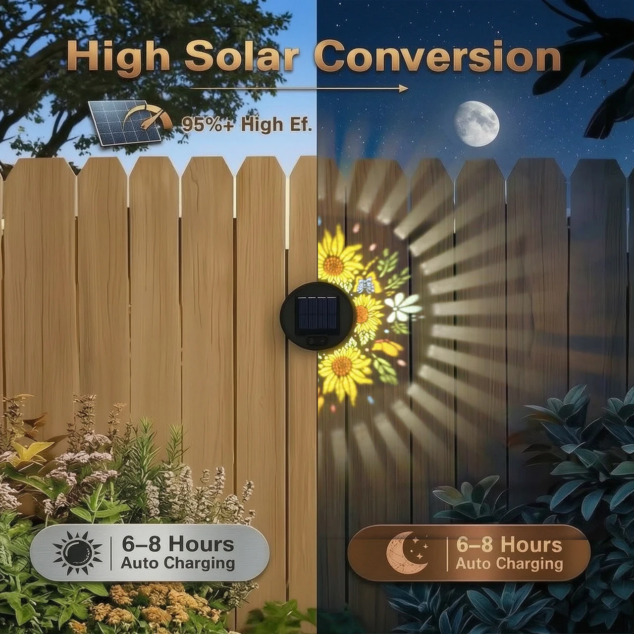 Lighting Metal Wall Decor - 2er-Pack Solar-Zaunleuchten, Metall-Solar-Außenleuchten für Terrassen/Stufen/Wände, Weihnachtsdekorationsleuchten,
