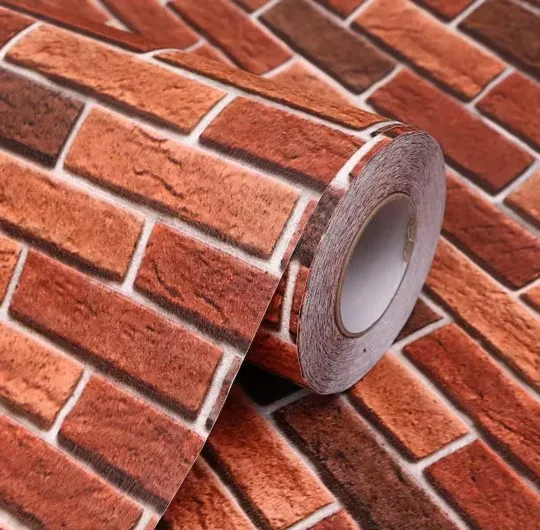 Red Brick Moisture-Proof Waterproof Renovation Sticker PVC Self-Adhesive Room Decoration Bedroom Study Background Wall Wallpaper photo review