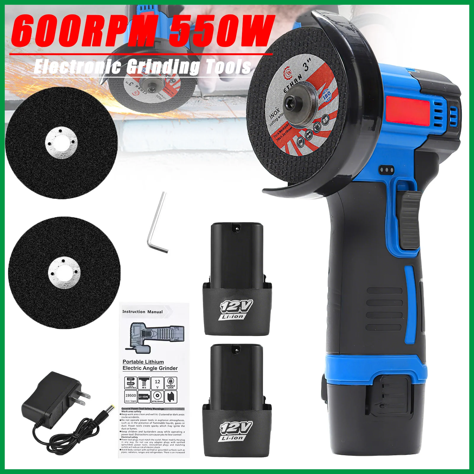 Mini-meuleuse d'angle rechargeable pour usage domestique, machine de découpe et de polissage électrique portative