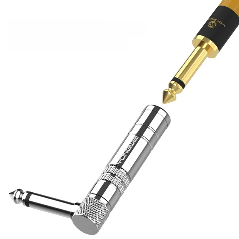 YONGWEI 6,35 mm 90 ° Mono Metalowa wtyczka do gięcia Niklowana gitara elektryczna Połączenie mikrofonu Instrument muzyczny Adapter wtyczki Acce — zdjęcie produktu 7