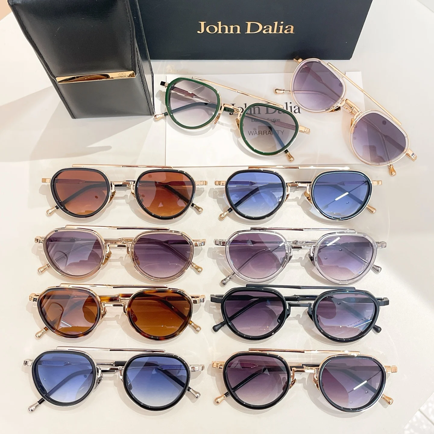 

For JOHN DALIA JD Julia Oval Sunglasses Gradient Uv400 Stylish Casual Business Alloy Men Women Top Quality Eyeglasses With Box