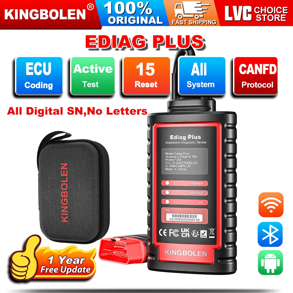 

Kingbolen Ediag Plus Все системы двунаправленного управления OBD2 диагностический сканер для кодирования ЭБУ iOS и Android