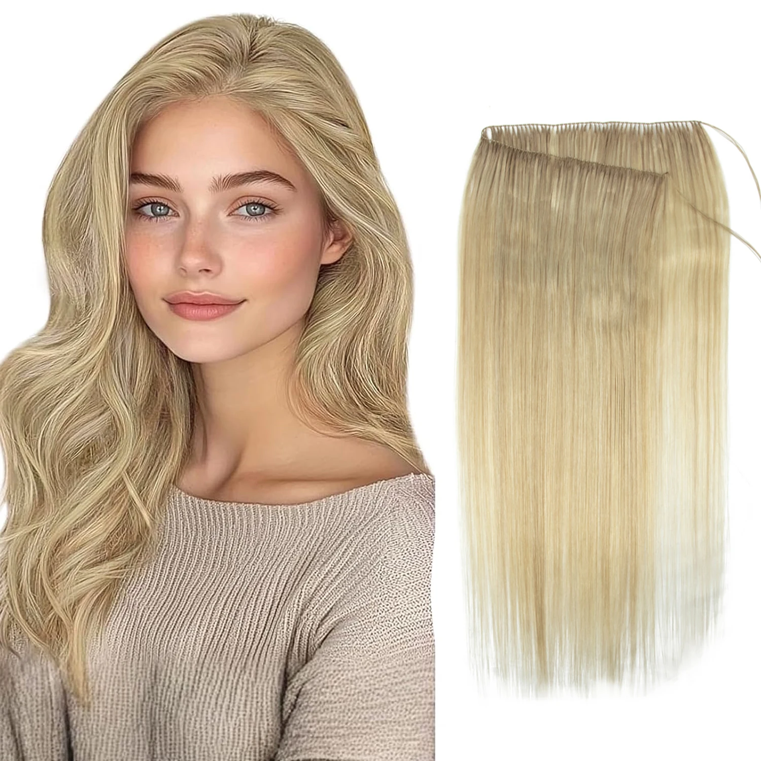 VADES Invisible Feather Hair Extensions Human Hair Long Straight Hair Extension Natural Sew In Microring Hair Weft for Women