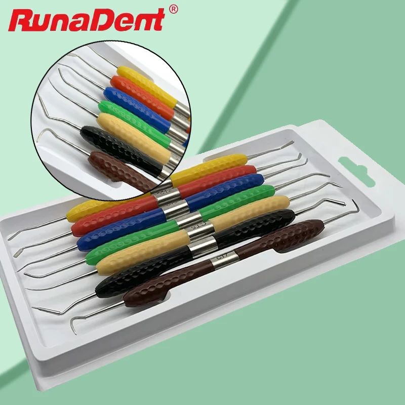 

7Pcs/set Dental Resin Filler Set Plastic Dresser with Silicone Handle Aesthetic Restoration Kit for Resin Knife Spatula Tool