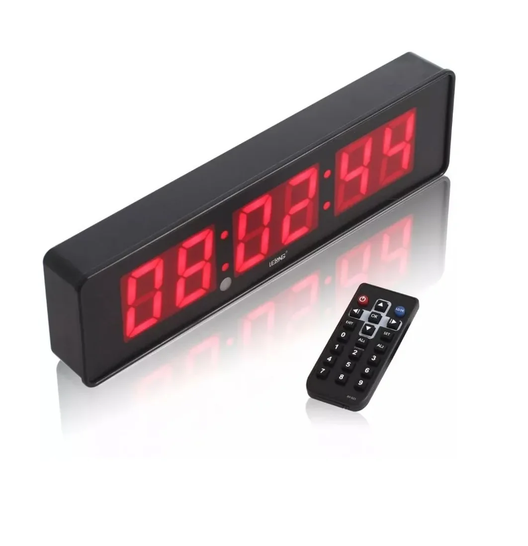 Digital Wall Clock LED Stopwatch Alarm USB Charger