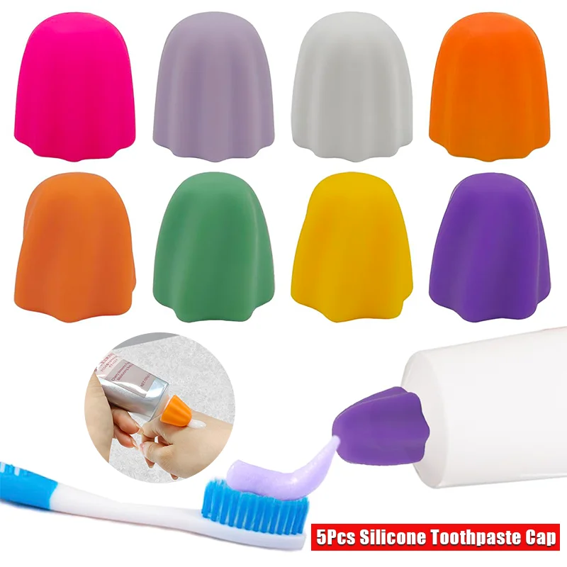 5Pcs Silicone Toothpaste Cap Self Closing Toothpaste Cap Mess-Free Toothpaste Dispenser Squeezer for Children and Adults