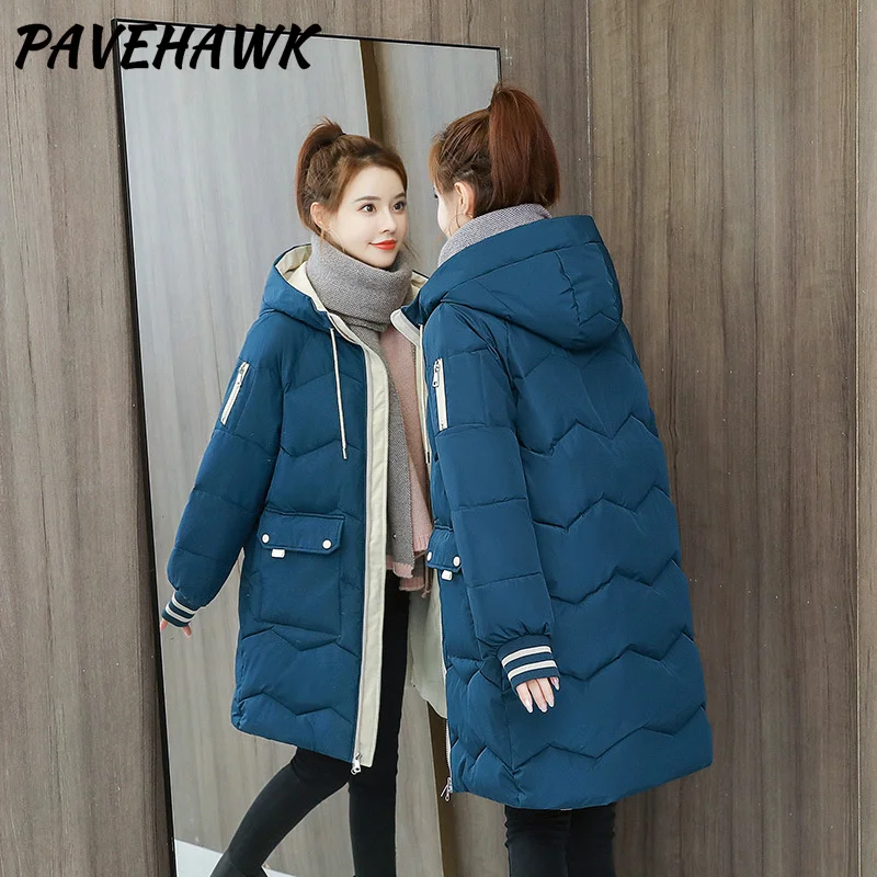 Women Warm Thick Hooded Parkas Winter Loose Casual Long Sleeve Jackets Basic Zipper Fashion Padded Long Coat Female Clothes