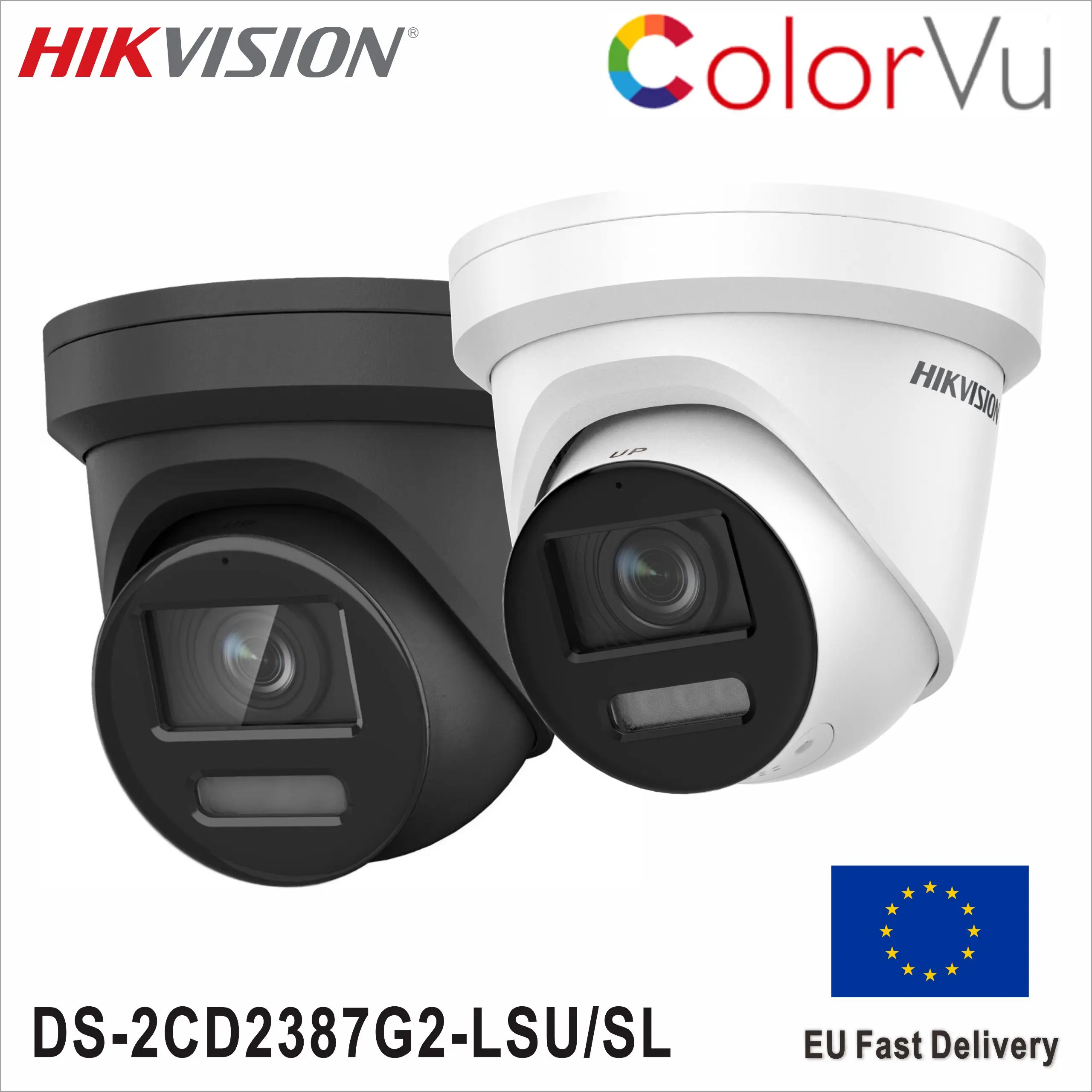 Hikvision DS-2CD2387G2-LSU/SL 8MP 4K ColorVu AcuSense Built-in Mic Strobe Light and Audible Warning Turret IP Camera CCTV