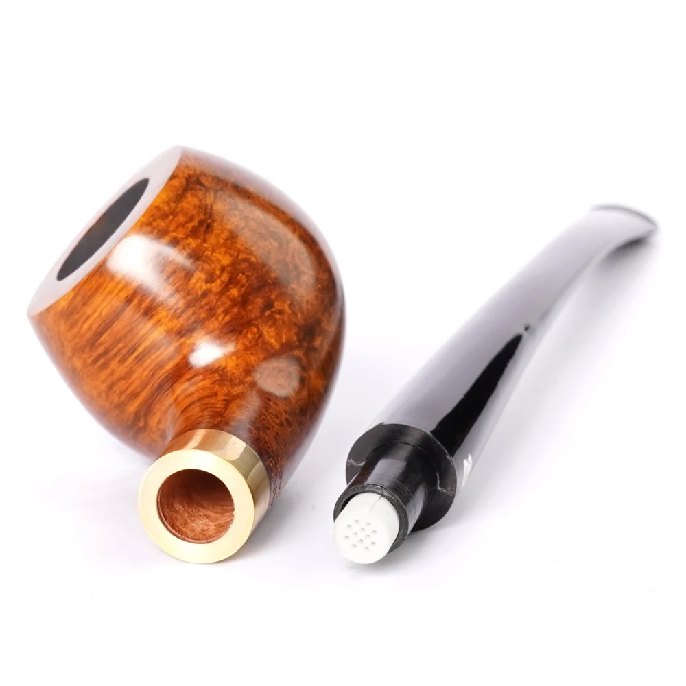 Handmade briar tobacco pipe church pipe long curved handle pipe acrylic mouth 9mm pipe channel solid wood pipe Father's Day gift