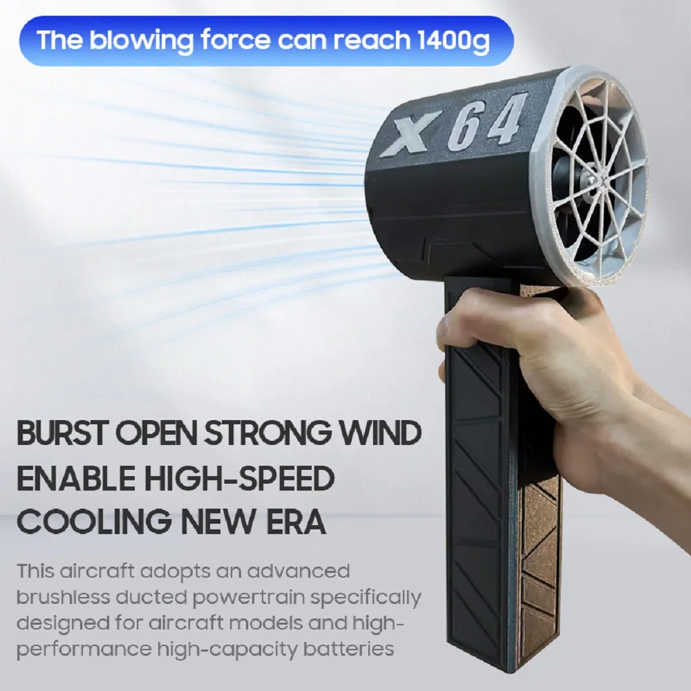 X64 Violent Blower Handheld Turbo Jet Fan 64mm Brushless Powerful 1400G Thrust 1000W Highpower Duct Fan Turbo Fan Car Air Blower