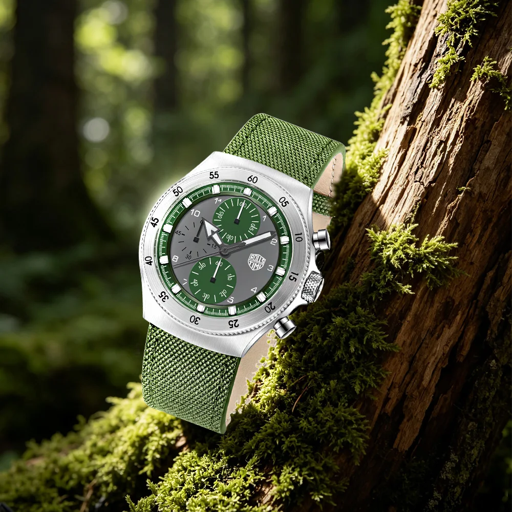 2026 RollsTimi Men's Watches Sports Fashion Men's Quartz Watch VD55 Men's Waterproof Watch Top Sapphire Mirror Green Nylon Strap