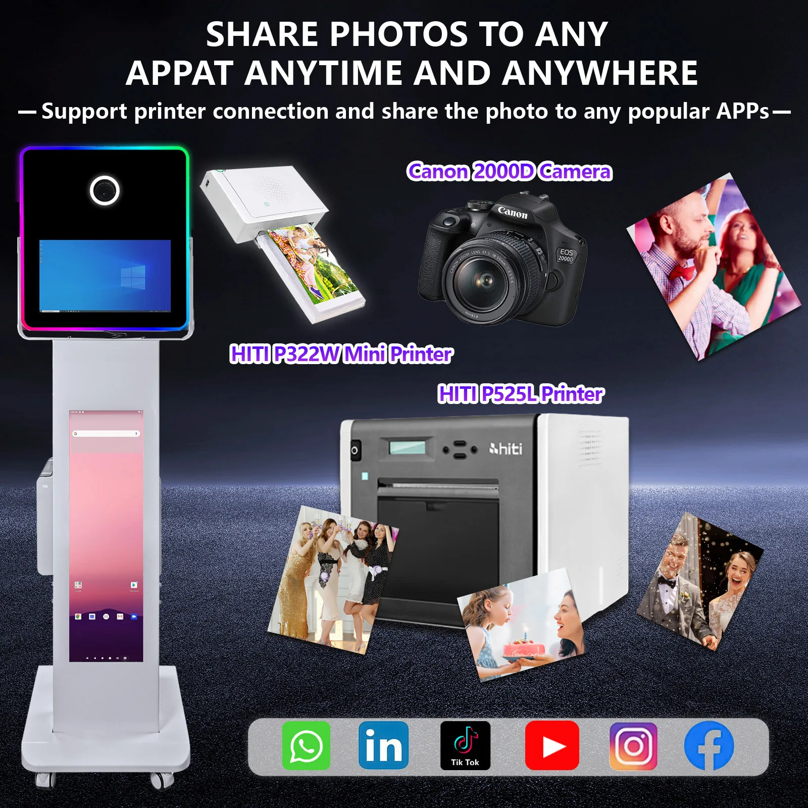 

15.6Inch DSLR Photo Booth Machine with LCD Touch Screen Portable Camera Photobooth Flight Case Packing for Wedding Parties Event