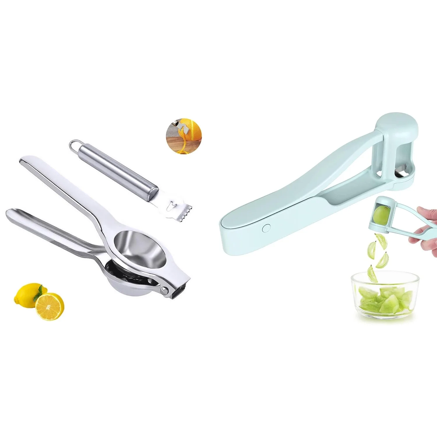 Lemon Squeezer, Lemon Zester & Grape Cutter,Strawberry Slicer, Juicer Manual, Lemon Juicer Squeezer, Stainless Steel Juicer Hand