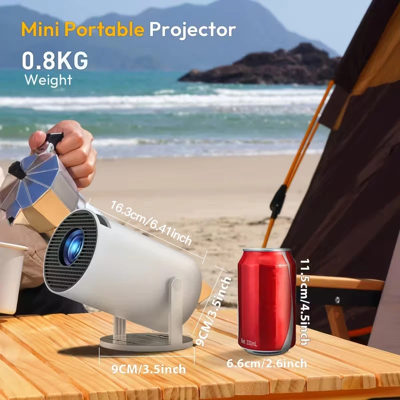 MiniProyektor Android HY300 Pro Dual Wi-Fi 6 260 ANSI Native 1280*720P Mendukung 4K Home Theater Mini Proyektor Portabel