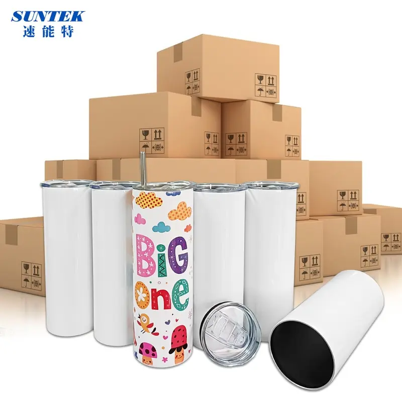 Personalized 20oz 30oz Sublimation Blanks Straight Skinny Tumbler Double Wall S Steel With Lid And Metal Straw picture DIY Gift