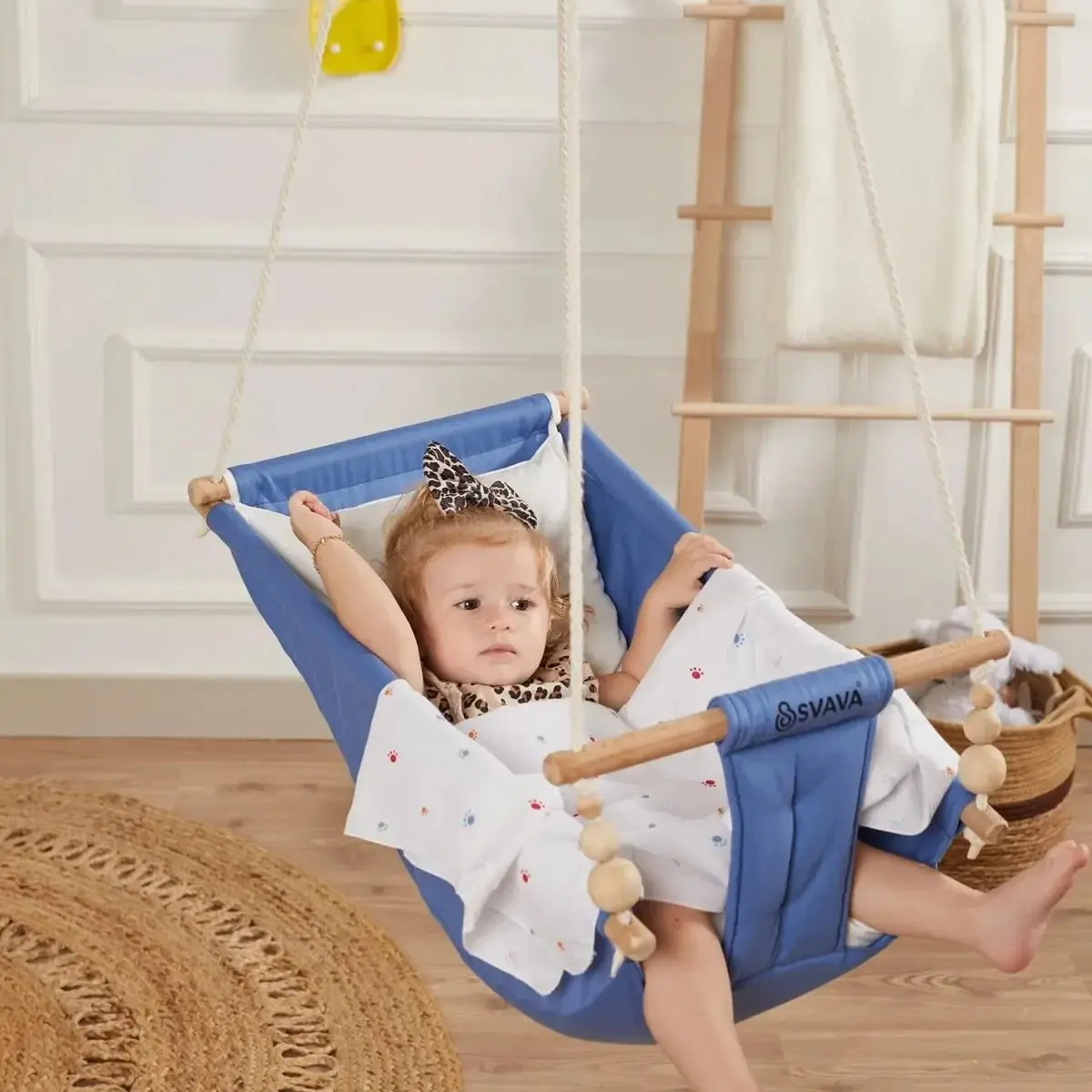 Wooden Baby Hammock Swing Ceiling Suspended Play Activity Kids Swing with Bed and Safety Belt for Babies