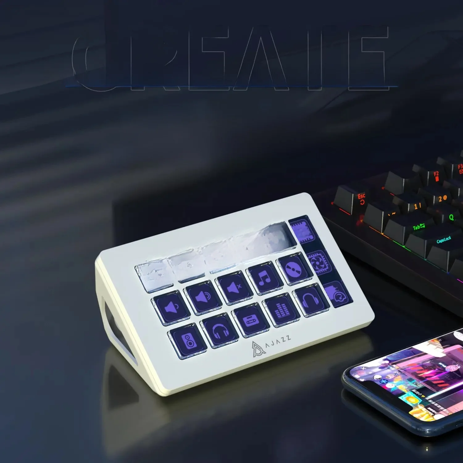 ATTACK SHARK x AJAZZ AKP153 STREAM DECK 15 aanpasbare knoppen Stream Deck met veelzijdig zijscherm - afbeelding 2