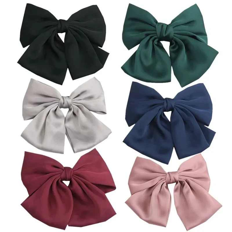 Elegancka spinka do włosów z podwójną kokardą Jedwabna spinka do włosów Retro Opaski na głowę z klipsami Kobiece spinki do kucyka Modne akcesoria do włosów Dziewczyny — zdjęcie 2