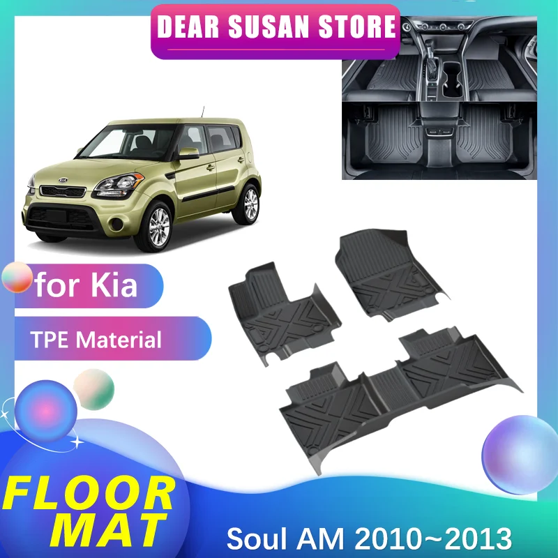 Car Floor Mat for Kia Soul AM 2010~2013 2011 2012 Panel Waterproof Part Foot TPE Liner Carpet Pad Custom Cover Rug Accessories