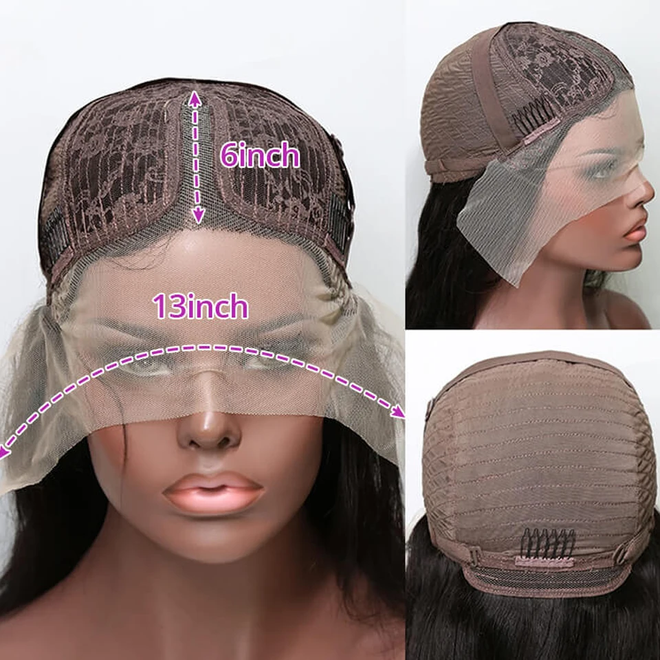 Wig rambut manusia depan renda transparan lurus Brasil Wig rambut manusia pra pencabutan Wig rambut manusia Wig tanpa lem rambut manusia siap dipakai