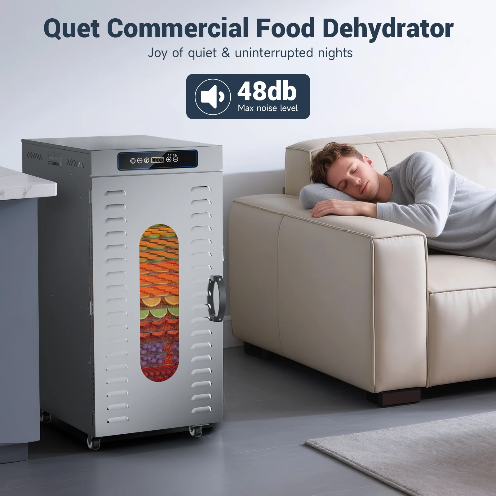 110 فولت آلة الفواكه الجافة الغذاء الجفاف مجفف مجفف الفاكهة التجارية واي فاي الفولاذ المقاوم للصدأ مجفف الطعام الخضروات الجافة وجبات خفيفة للحيوانات الأليفة #6