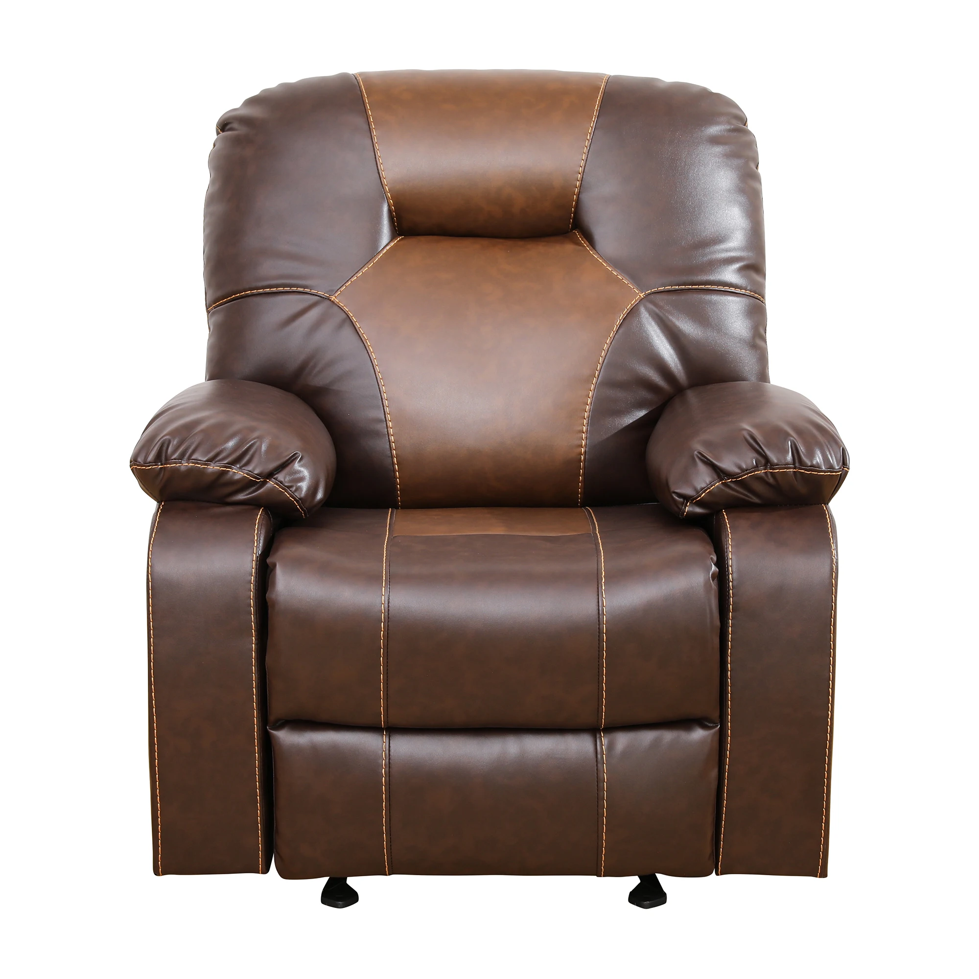 Premium Dark Brownish-Red Multi-Functional Smart Sofa - Breathable Leather Recliner with Ergonomic Manual Adjustment (110-115°), Dual-Layer Spring Support & Solid Wood Frame for Modern Home