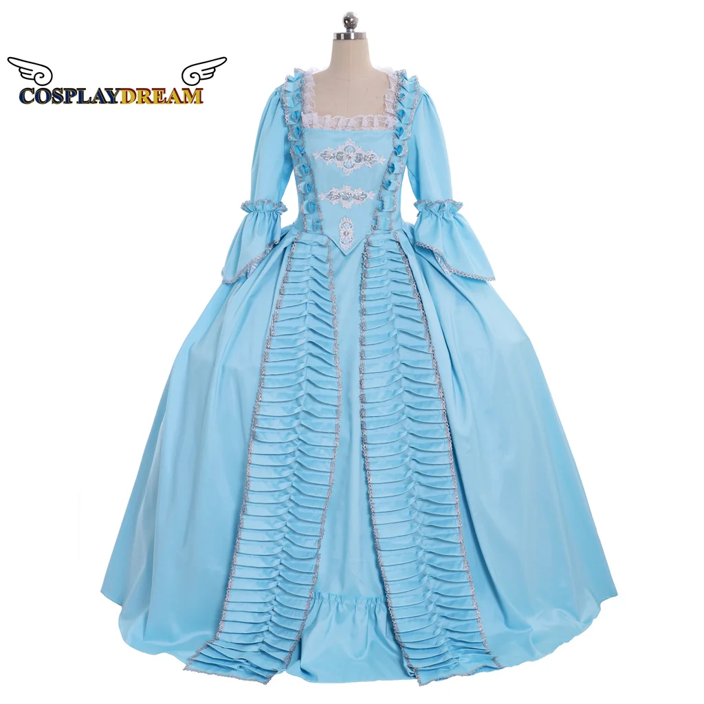 

Medieval Marie Antoinette Gown Dress Rococo Fashion Costume Regency Dress 18th Century Ruffle Blue Gown Carnival Costume